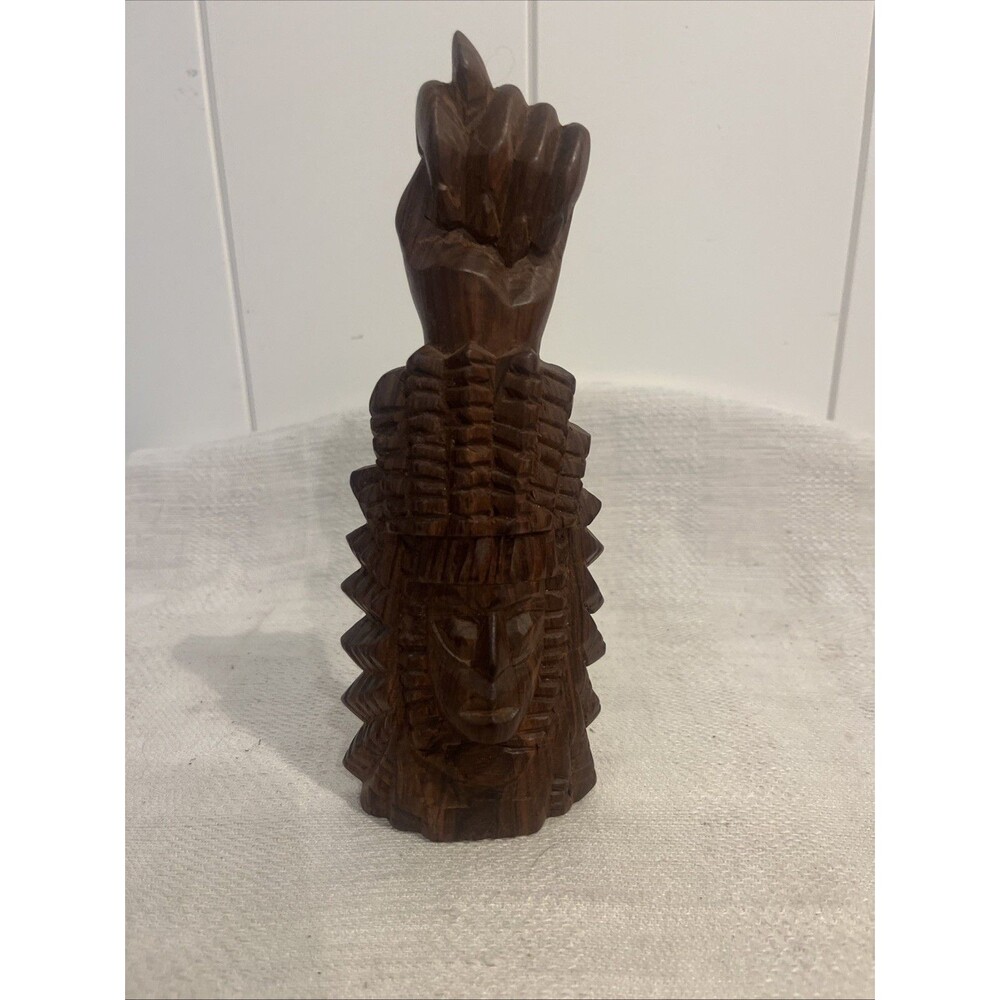 Vintage Mid Century Figa Fist Hand Carved Wooden Statue Luck Fertility 9.5”